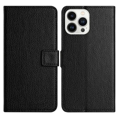 Para Iphone 14 Pro Máximo de 6,7 Polegadas Litchi Textura PU Caelo Catura Paratelta Taplo de Protenciono Fullo - Preto