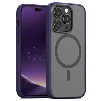 TPU+PC Case for iPhone 14 Plus Anti-Fall Magnetic Cover Shockproof Slim Case - Dark Purple