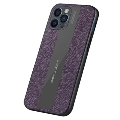 For iPhone 14 Pro 6.1 inch Genuine Leather+TPU Anti-scratch Phone Case Phone Back Cover - Purple