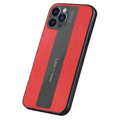 For iPhone 14 Pro Max 6.7 inch Cell Phone Case Litchi Anti-fingerprint Soft Genuine Leather+TPU Back Cover - Red