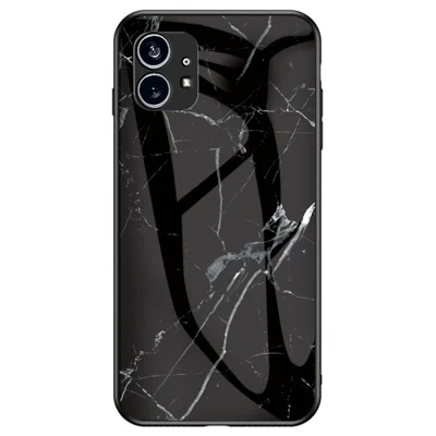 Чехол для смартфона Nothing phone (1) 5G, защита от износа, мраморный узор, из закаленного стекла + поликарбоната + термополиуретана, черный мрамор