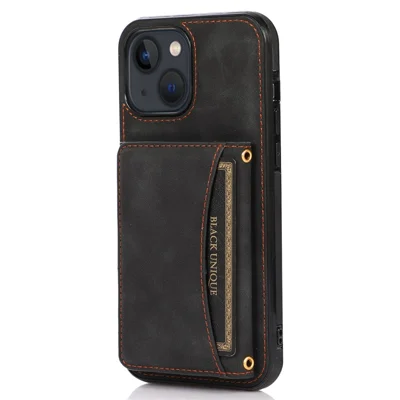 Per Iphone 13 Mini Mini 5,4 Pollici Tri-fold Wallet Card Card Copertura Per Telefono Copertina PU Pech + TPU Anti-drop Case - Nero
