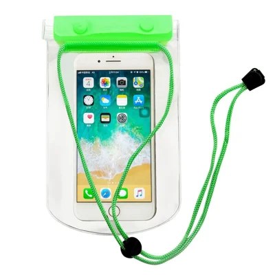 3-Layer Thicken Waterproof Bag for Under 7-inches Mobile Phone Beach Pool Dry Bag with Adjustable Lanyard - Green
