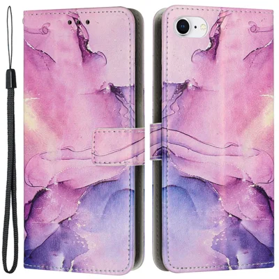 Для Iphone 6 / 7 / 8 4,7 Дюйма / SE (2020) /(2022) Кожаная Подставка PU Case Case Marble Pattern Printing Print - Пурпурный