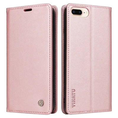 YIKATU YK- 001 Phone Wallet Case til iPhone 6 Plus / 7 Plus / 8 Plus 5,5 tommer, Anti-fald telefonbeskyttelse med magnetisk lukning, omslagslæderdæksel med stander - Rosenød