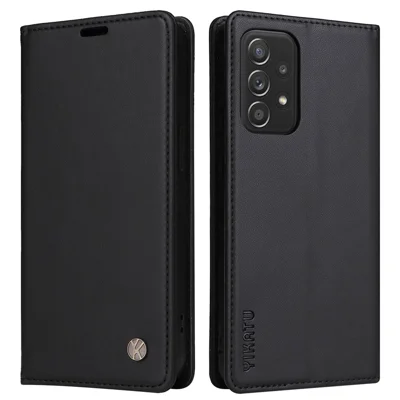 YIKATU YK- 001 for Samsung Galaxy A32 4G (EU Version), Full Protection PU Leather Phone Wallet Case Stand Magnetic Closure Protective Anti-wear Flip Cover - Black