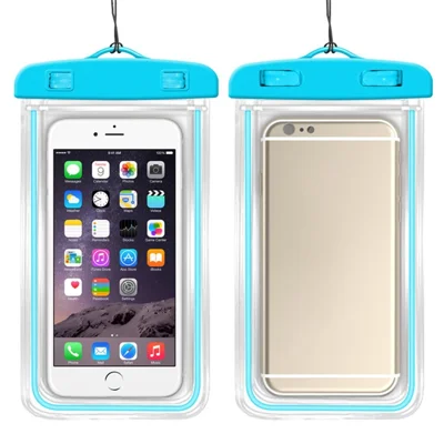 TPU Fluorescent Waterproof Bag for Under 7.2-inches Luminous Cell Phone Beach Pool Phone Dry Bag - Blue
