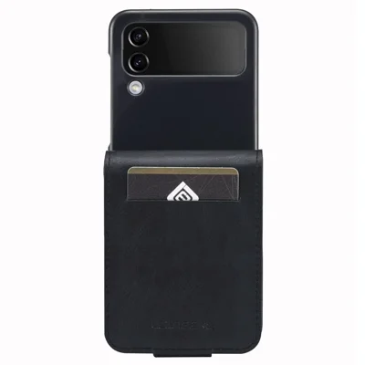 LC.IMEEKE for Samsung Galaxy Z Flip4 5G Drop-proof Phone Case RFID Blocking Phone Cover PU Leather + PC Phone Shell with Card Slot - Black