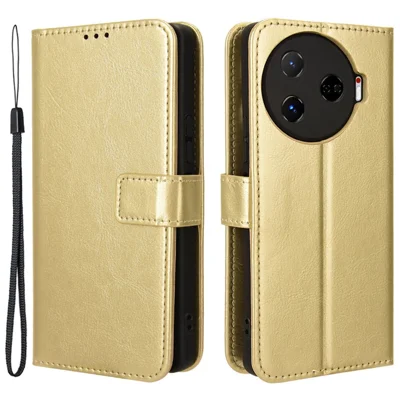 For TECNO Camon 30 Pro 5G CL8 Case Leather Phone Cover   - Gold