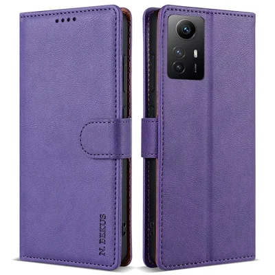 N.BEKUS CSJ-001 For Xiaomi Redmi Note 12S 4G Case Solid Color Wallet Phone Leather Cover - Purple