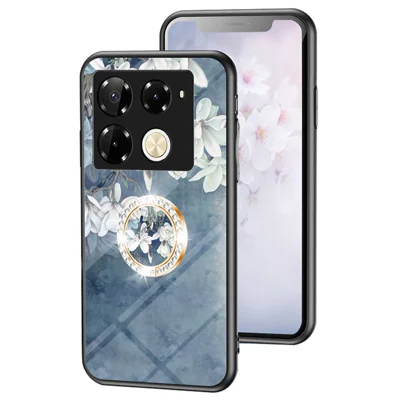 For Infinix Note 40 Pro 4G Case Blooming Flower Tempered Glass Phone Cover - Chinese Rose