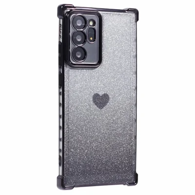 For Samsung Galaxy Note20 Ultra / Note20 Ultra 5G Case Heart Pattern Electroplating TPU Glitter Phone Cover -  Black