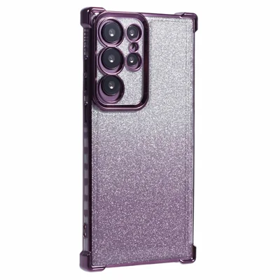 For Samsung Galaxy S23 Ultra Case Glitter Gradient Electroplating TPU Phone Cover - Dark Purple
