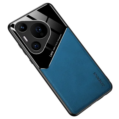 For Huawei Pura 70 Pro / Pura 70 Pro+ Case Anti-scratch PU+TPU+PC Phone Cover Support Magnetic Car Mount - Blue