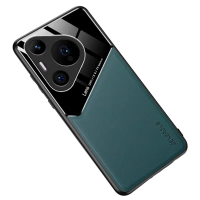 For Huawei Pura 70 Pro / Pura 70 Pro+ Case Anti-scratch PU+TPU+PC Phone Cover Support Magnetic Car Mount - Green