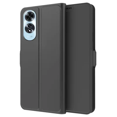 For Oppo A60 4G Case Card Slots Stand Phone Leather Cover Dual Magnetic Clasps - Black