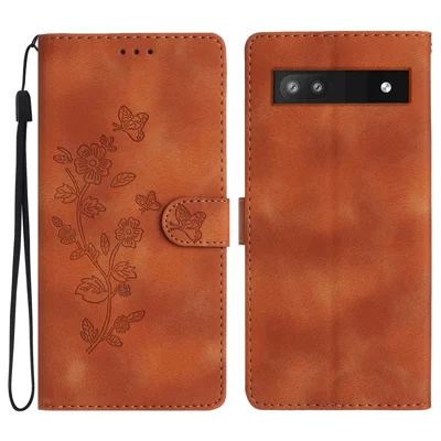 For Google Pixel 8a   Magnetic Phone Case PU Leather Stand Phone Cover Wallet - Brown