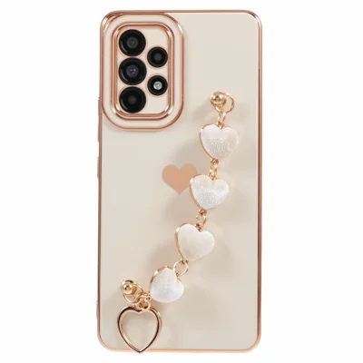 For Samsung Galaxy A23 4G / A23 5G (Global Version) Case Shockproof TPU Phone Cover with Strap - White