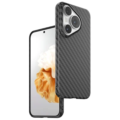 For Huawei Pura 70 Pro / Pura 70 Pro+ Case Carbon Fiber Texture PC Phone Cover - Black