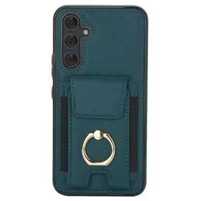 For Samsung Galaxy A54 5G Case Anit-Fall Kickstand Leather + TPU Phone Cover - Green