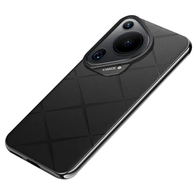 For Huawei Pura 70 Ultra Case Anti-Scratch Leather TPU Frame Phone Cover - Black