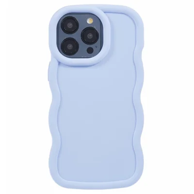 XL-serie voor iPhone 15 Pro Max hoesje effen kleur TPU telefoonhoes met golflijnframe - Paars