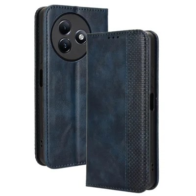 For itel S24 S667LN Case Magnetic Closing Leather Phone Wallet Cover - Blue