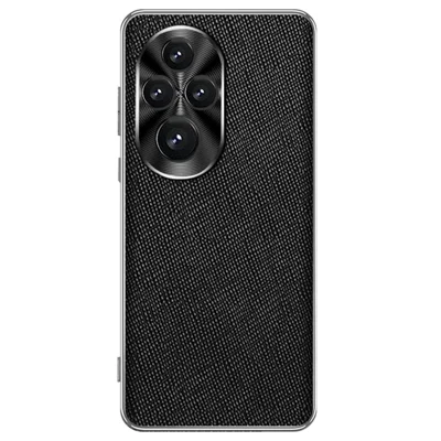 For Honor 200 Pro 5G Cover Cross Texture PU Leather Coated TPU Cell Phone Case - Black