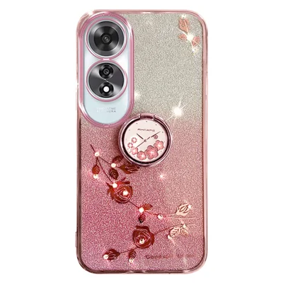 KADEM For Oppo A60 4G Case Kickstand Grip TPU Shiny Phone Cover Glitter Sparkly - Rose Gold