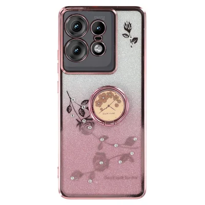KADEM For Motorola Edge 50 Pro 5G TPU Case Kickstand Phone Cover Sparkly Glitter Rhinestone - Rose Gold