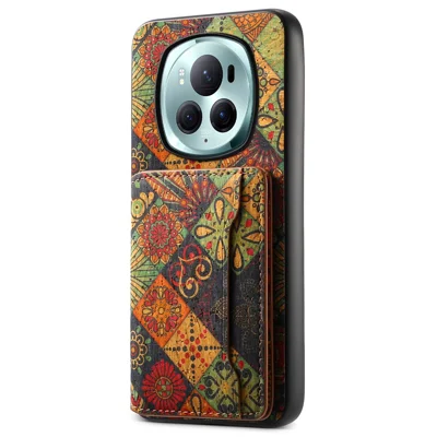 For Honor Magic6 Pro 5G Hybrid Case Floral Pattern Card Slot Kickstand Phone Shell - Autumn / Yellow