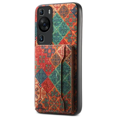 For Huawei P60 / P60 Pro Case PU Leather Card Holder Blooming Flower Back Phone Cover - Winter / Blue
