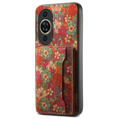 For Huawei nova 11 / nova 12s 4G / nova 12 Lite 4G Case Kickstand Leather Back Cover with Floral Design - Summer / Red