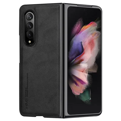 X-LEVEL Bojue-3 Series For Samsung Galaxy Z Fold3 5G Case Anti-Scratch Leather+TPU+PC Phone Cover - Black