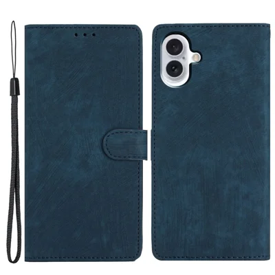 Til iPhone 16 Case Kortholder Stødfast PU Læder Telefonbeskyttelse - Blå