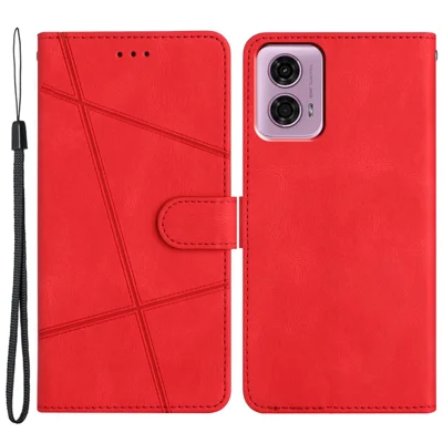 For Motorola Moto G45 5G / G34 5G Case Wallet Crazy Horse Texture Phone Leather Cover - Red