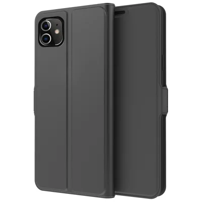 For iPhone 12 / 12 Pro 6.1 inch PU Leather + TPU Full Protection Case Stand Card Holder Shockproof Phone Cover - Black
