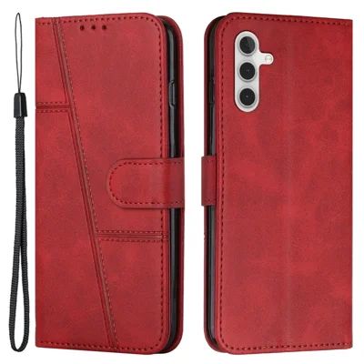 For Samsung Galaxy M55 5G / C55 5G Phone Case Anti-scratch PU Leather Stand Wallet Cover - Red