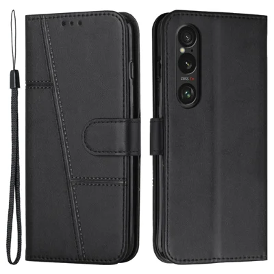 For Sony Xperia 1 VI Phone Case Anti-Scratch PU Leather Stand Wallet Cover - Black