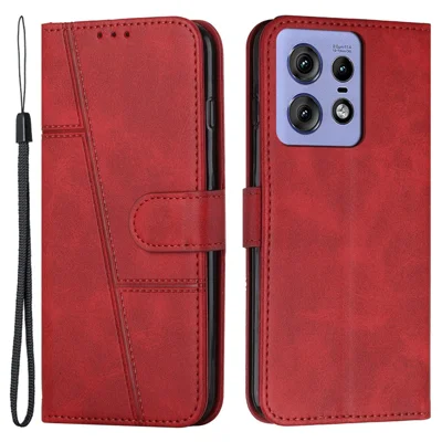For Motorola Edge 50 Pro 5G Case Leather Wallet Shockproof Phone Cover - Red