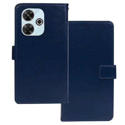 IDEWEI for Xiaomi Redmi 13 5G / 13 4G Case Photo Card Slots Leather Phone Cover - Blue