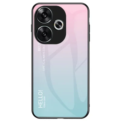 For Xiaomi Redmi Turbo 3 5G Tempered Glass Case PC+TPU Protective Phone Cover - Gradient Pink Blue