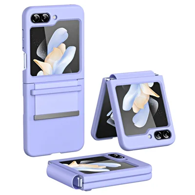 For Samsung Galaxy Z Flip7 FE 5G / Z Flip6 5G / Z Flip5 5G Hard PC Phone Case Retractable Strap Hinge Protection Phone Cover - Purple