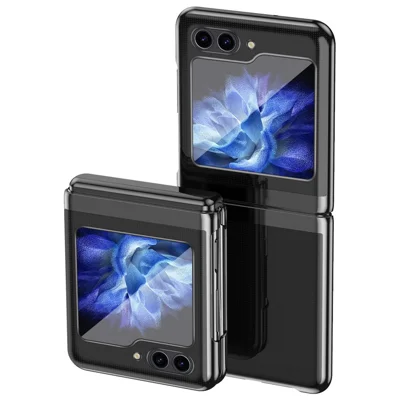 For Samsung Galaxy Z Flip7 FE 5G / Z Flip6 5G / Z Flip5 5G Case Clear PC Electroplating Hard Phone Cover - Black