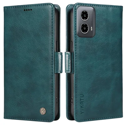 YIKATU YK-007 For Motorola Moto G45 5G / G34 5G Case PU Leather Wallet Protective Phone Cover - Blue