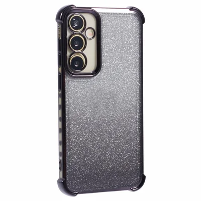For Samsung Galaxy A54 5G Case Glitter TPU Phone Cover with Heart Pattern Side Edge - Black