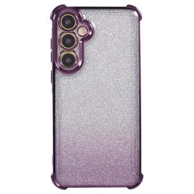 Samsung Galaxy S24+ hoesje met liefdeshartpatroon Glitter Verloop TPU telefoonhoesje - Donkerpaars