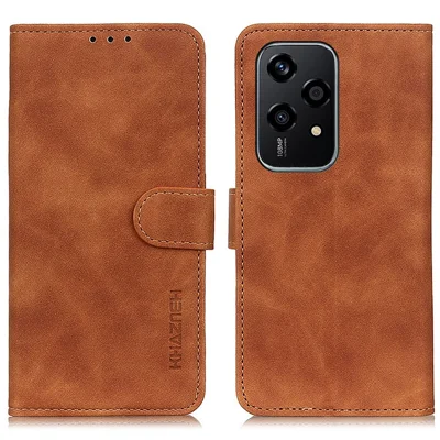 KHAZNEH For Honor 200 Lite Case Retro Leather Stand Wallet Anti-Drop Phone Cover - Brown