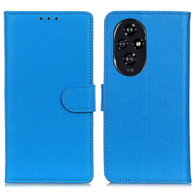 For Honor 200 5G Case Wallet Stand Litchi Texture Leather Phone Cover - Blue