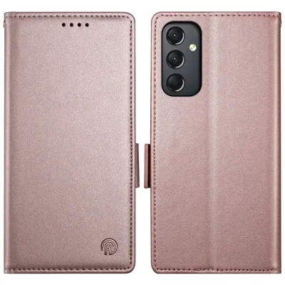DF-010 For Samsung Galaxy A24 4G (162.1 X 77.6 X 8.3mm) Case PU Leather Wallet Stand Phone Cover - Rose Gold